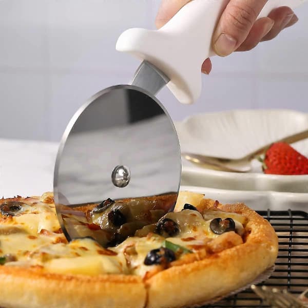 Pizzakutter, pizzakutter i rustfritt stål, pizzakutter, (hvit) 24,1*10,1*1,7 cm