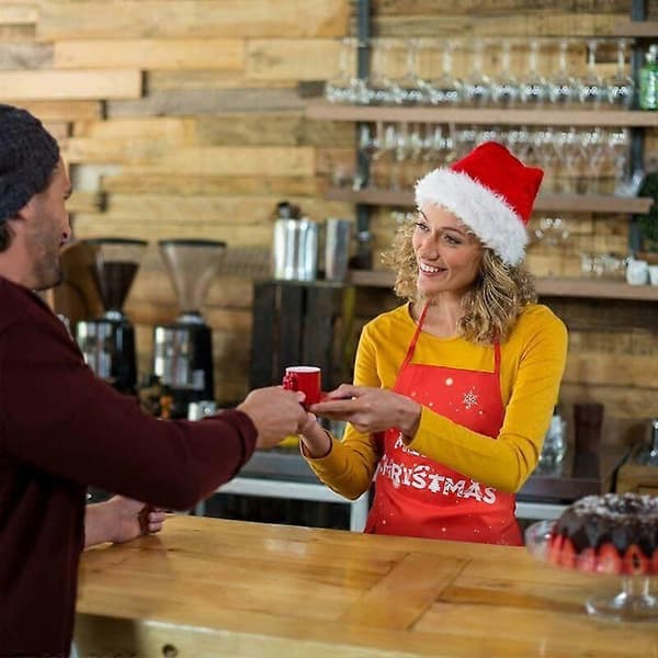 Juleforklæde, køkkengaver Køkkenforklæde trykt med julemand, snemand, elg til julepynt gaver mor kone kok