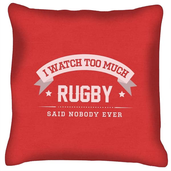 Jeg ser aldrig for meget rugby pude (rød)