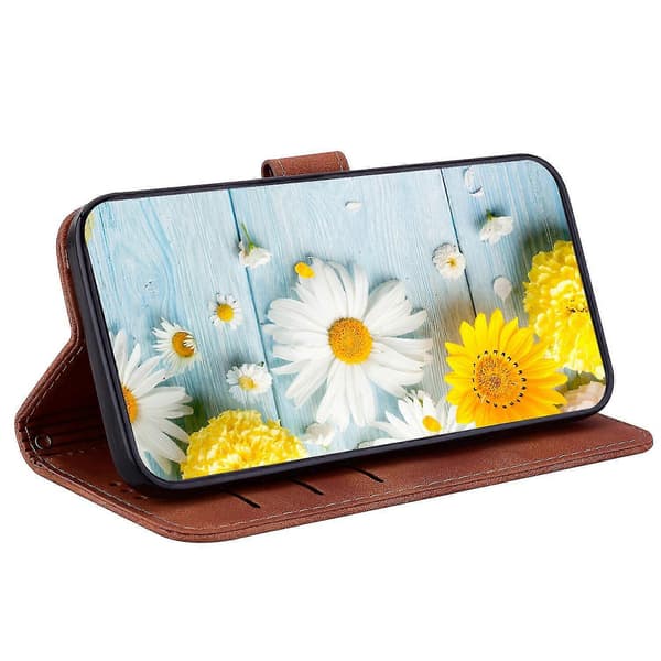 Galaxy A21s Premium Flip Plånboksfodral med Emed Lily Design PU Läderfodral och Kortplats Kompatibel med Galaxy A21s (Brun)