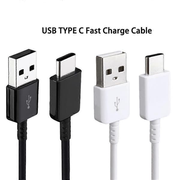2 kpl, USB-kaapeli, USB - A - USB - C, 1,2 m, musta, valkoinen