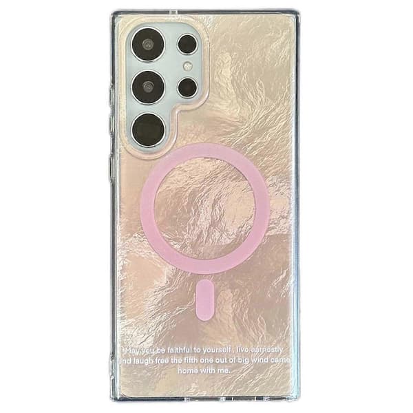 Magnetiskt telefonfodral för Samsung Galaxy S24 Ultra, gradientfärg TPU+PC skyddsfodral - Rosa (Rosa)