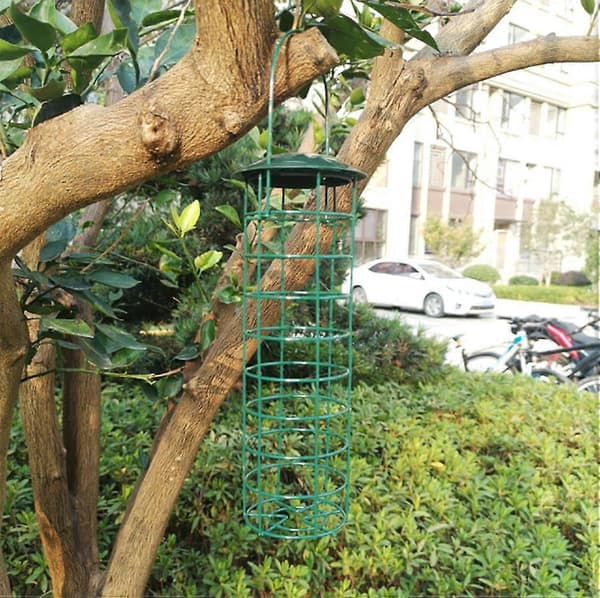 24*7cm fuglemater, påfyllbar villfuglmater, plast, grønn