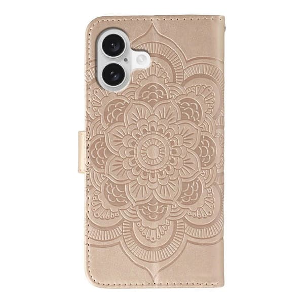 Mobilskal för iPhone 17 med strassdekoration, PU-läder, Mandala-tryck, skyddande skal med handledsrem