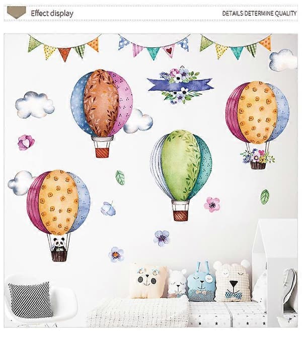 Tecknad Luftballong Väggdekor Barnrum Sovrum Baby Barnkammare Heminredning, 1 set-40*60cm