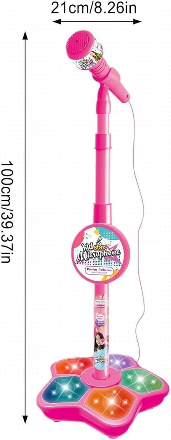 Super cool mikrofonlegetøj til børn med 5 lys (pink)
