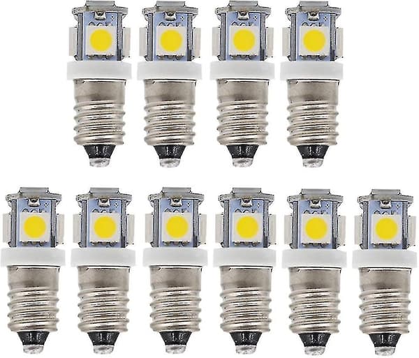 10 stk. E10 12v kold hvid LED pære 5smd 0.5w 50lm kold hvid