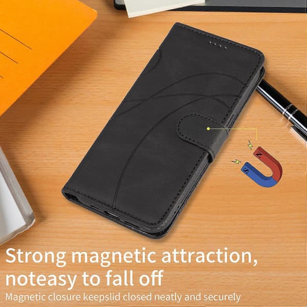 Plånboksfodral i läder med skyddande skal och böjd design för Samsung Galaxy S25 FE
