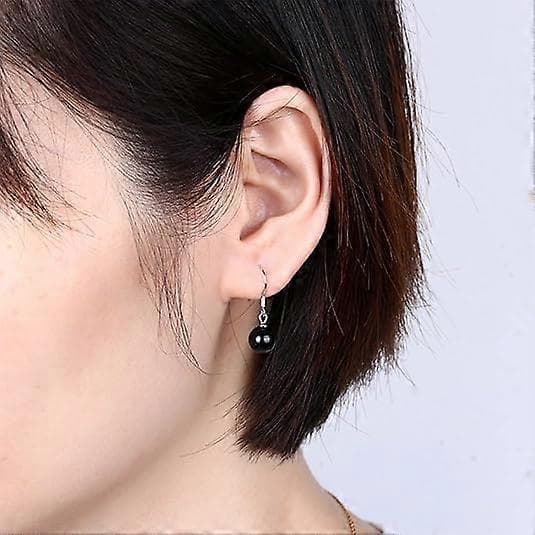 12 mm Ocean Pearl Hængeøreringe Naturlige Skalperler Dråbeøreringe Mode Smykker til Kvinder Sort