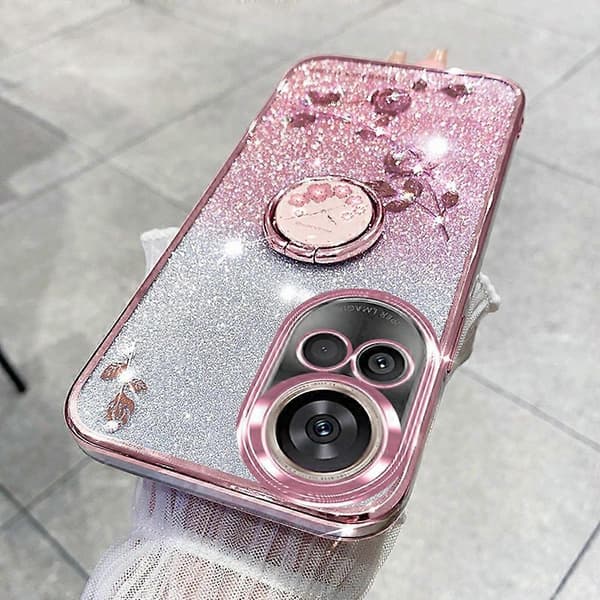 KADEM deksel til Huawei nova 13 mobiltelefon, ringholder, TPU blomsterdeksel, gradient flash rosegull (rose gull)