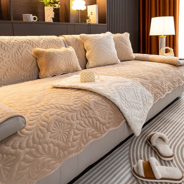 Mælke fløjl sofapude tyk skridsikker sædehynde lædersofabetræk