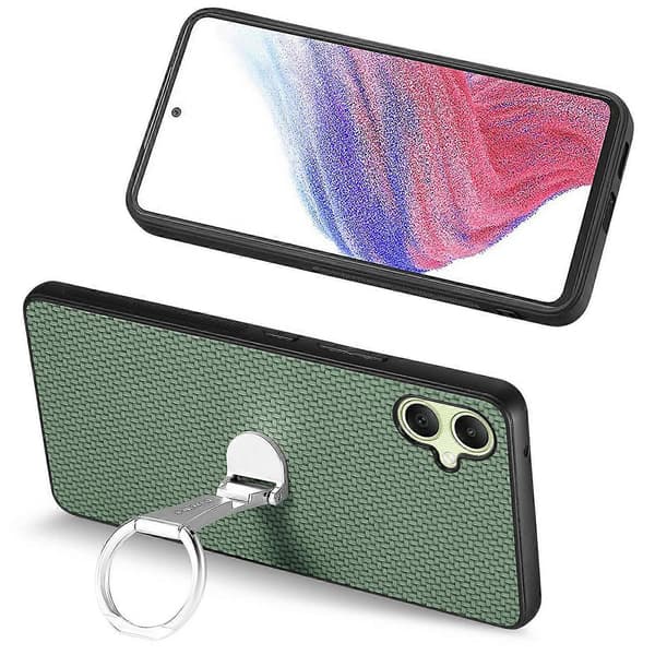 CASENEO C1-19 för Samsung Galaxy A06 Mobilskal Vikbart Ställ Läder Baksida Kolfibertextur (Grön)