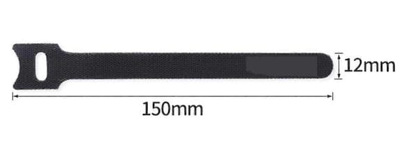 Kabelbinder, sorte justerbare genanvendelige selvgribende kabelbindere (100 stk. 150 x 12 mm)