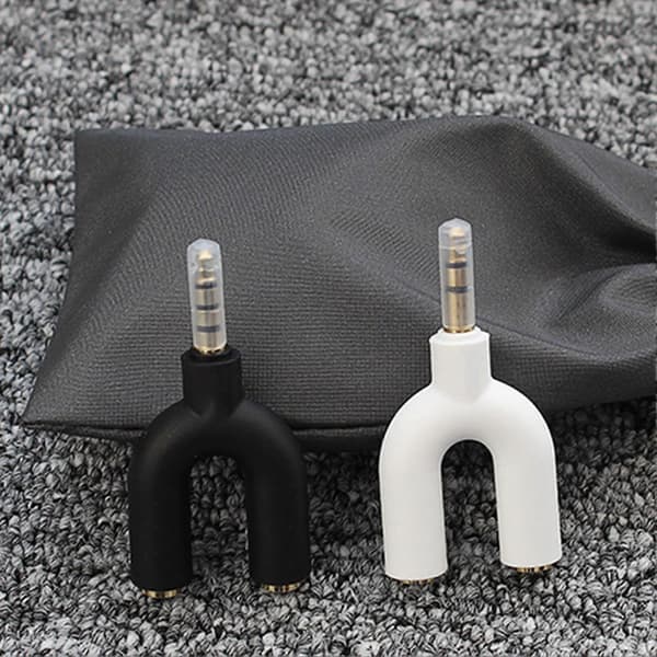 3,5 mm hodetelefon splitter 1 hann til 2 hunn o Jack adapter for rask deling (hvit)
