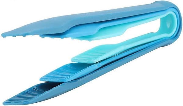 3 st Multifunktionella Silikontänger, Plast Bröd Matklämmor Köksbakningsverktyg (Blå)