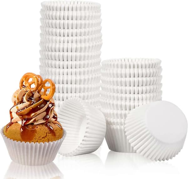 Muffinsformar papper, 100 stycken, muffinsformar papper diameter 5 cm, 3 cm höga (vita)