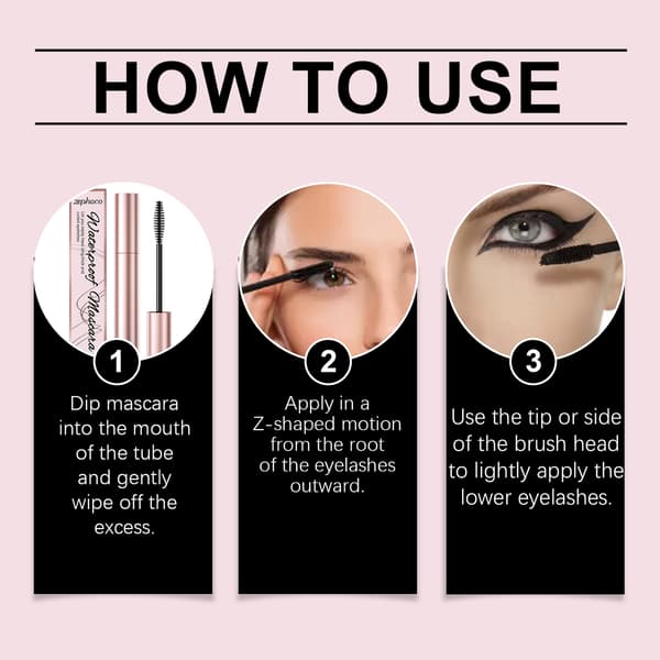 zephoco Svart Krøll Mascara, Vanntett Slank Krøll Krøll Ikke-Søl Naturlig Langvarig Mascara