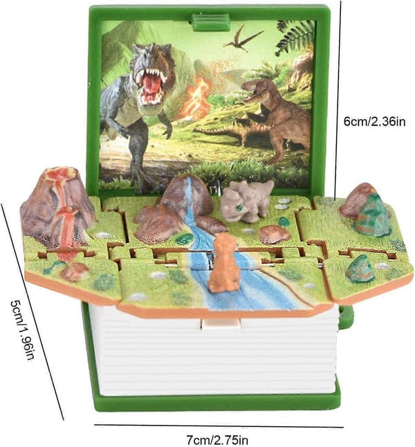 3D Dinosaurieleksak för Barn Mini PopUp Nyckelring Mini Dinosauriefigurer Bok Liten Gåva för Kub Grön
