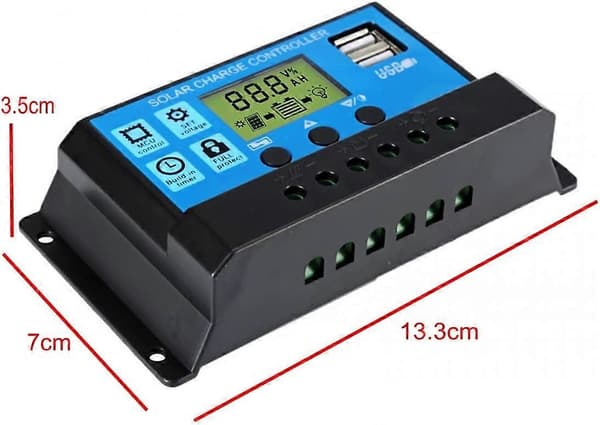 20A 12V/24V Smart Solar Panel Opladningsregulator med LCD-display og USB-port, Overstrømsbeskyttelse, til Solar Panel Batteri Lampe LED-belysning