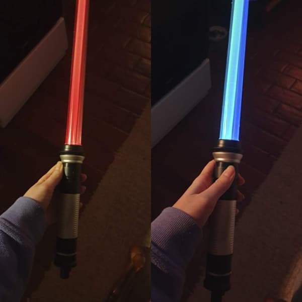 Lysande Svärd 2-pack Infällbart Vikbart Lasersvärd 2 i 1 LED + Ljudeffekt (Rörelsesensor) Dubbelsidigt Lysande Svärd