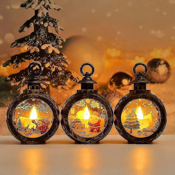 Juledekorasjonsutstyr LED Liten Rund Lampe Bærbar Lykt Gave Vindusdekorasjon (Stil A)