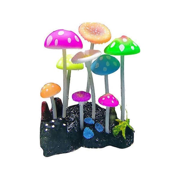 Lysende kunstig sopp akvarium plante dekor ornament dekorasjon for fisketank landskap