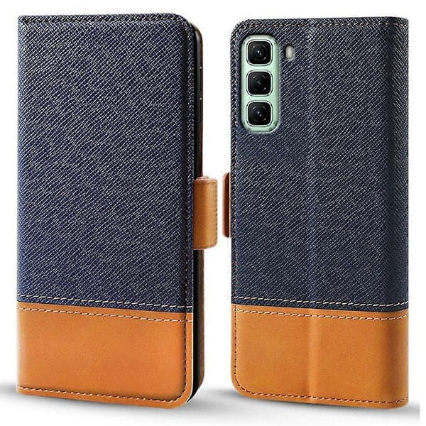 Fodral för Infinix Hot 50 4G Mobiltelefon Färg Sömmar PU Läder Plånboksfodral - Blå (Blå)