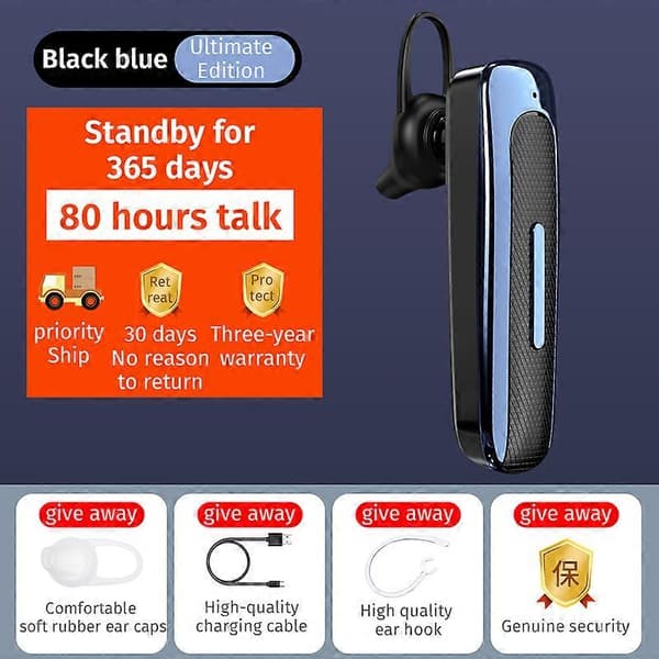 E1 Trådløs Bluetooth 5.0 Høretelefon In-ear Enkelt Mini Øreprop Håndfri Opkald Ste (Sort Blå)