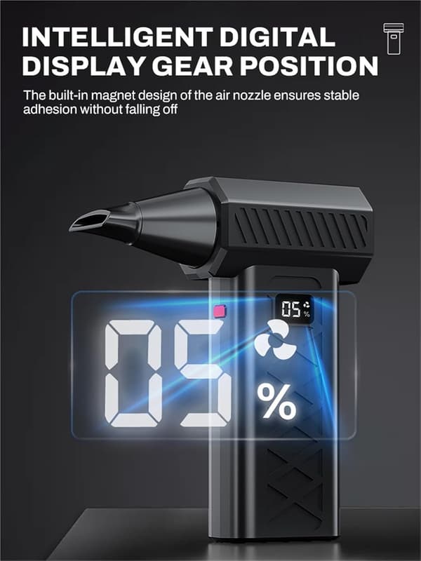 Kraftig blåser turbovifte med LED-display og belysning, støvfjerning, 6 hastigheter