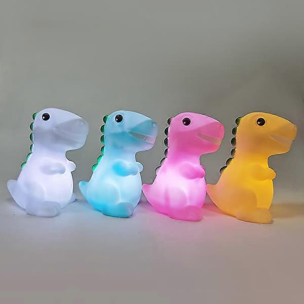 Nattlampe for barn i dinosaurform PVC nattbordslampe (gul, 8*8*14cm)