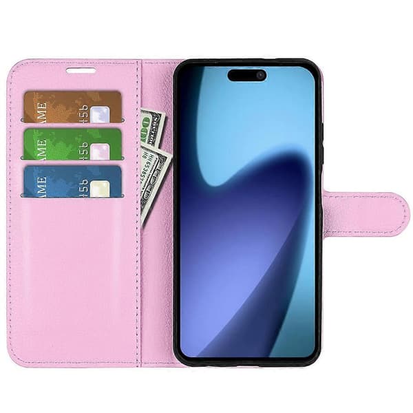 For iPhone 17 Air Case Litchi Tekstur Støtsikker Lommebok Deksel i Lær (Rosa, Rosa)