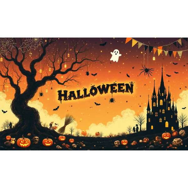 Halloween bakgrundsduk festlig atmosfär dekoration-279