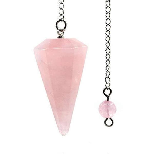 Rose Quartz Edelsten Krystall Pendel - Pendling, Spådom, Healing med Gavepose