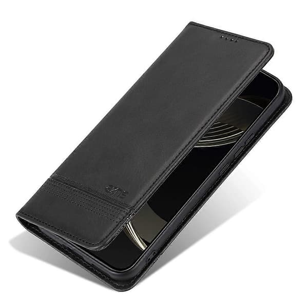 AZNS til Samsung Galaxy S25+ Telefon Cover Ko Læder Tekstur PU Læder Wallet Telefon Beskyttelses Cover - Sort (Sort)