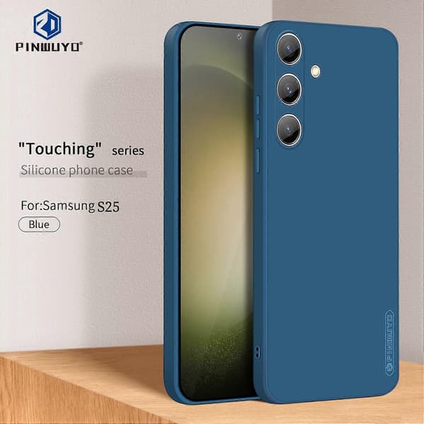 PINWUYO JK Touch flydende silikone TPU-telefoncover til Samsung Galaxy S25 - Blå (Blå)