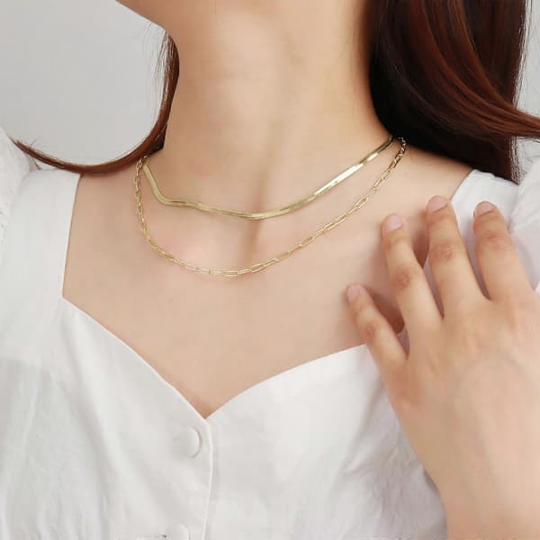 Link Lagdelt Halskæde Guld Lagdeling Papirclips Kæde Choker til Kvinder