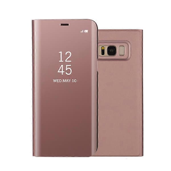 For Samsung Galaxy S8 Plus G955 Speilvendt Lær Stativ Veske Smartphone (Rosa Gull, Rose Gull)