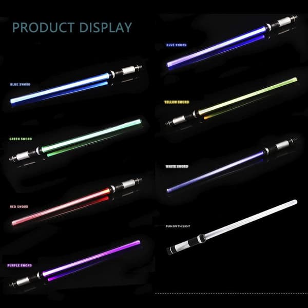 Lysande Svärd 2-pack Infällbart Vikbart Lasersvärd 2 i 1 LED + Ljudeffekt (Rörelsesensor) Dubbelsidigt Lysande Svärd