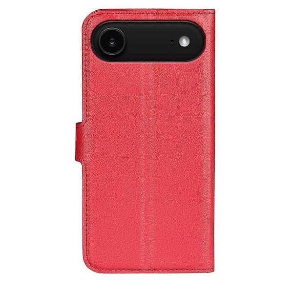 Til iPhone 17 Air Case Litchi Tekstur Stødsikkert Læder Wallet Telefon Cover (Rød, Rød)
