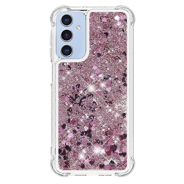 For Samsung Galaxy A16 5G Galaxy A16 4G TPU Telefondeksel Glitter Sandstrøm Støtsikkert Telefon Bakdeksel (Rose Gull Hjerteform)