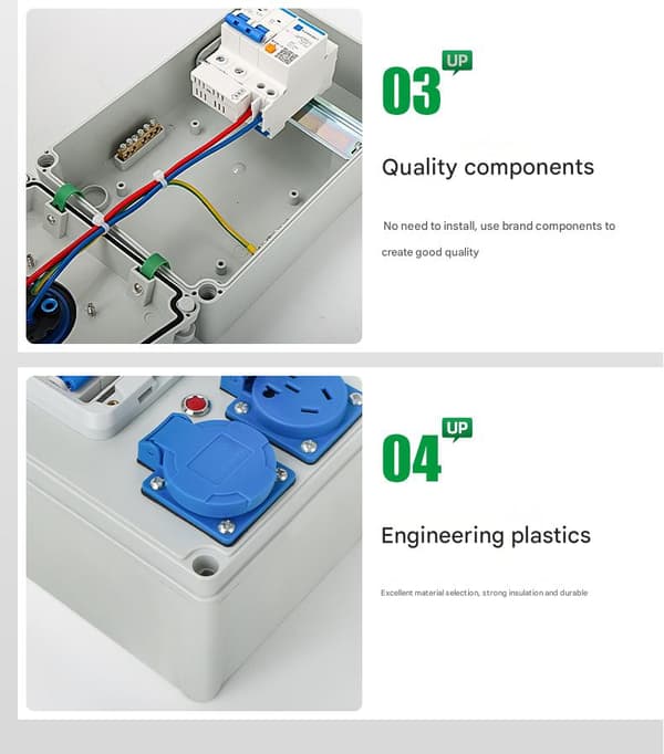 Vægstrømsfordeler, ABS-plast, fordelingstavle med 2 x Schuko-stik 230v/16a Abl Ip54