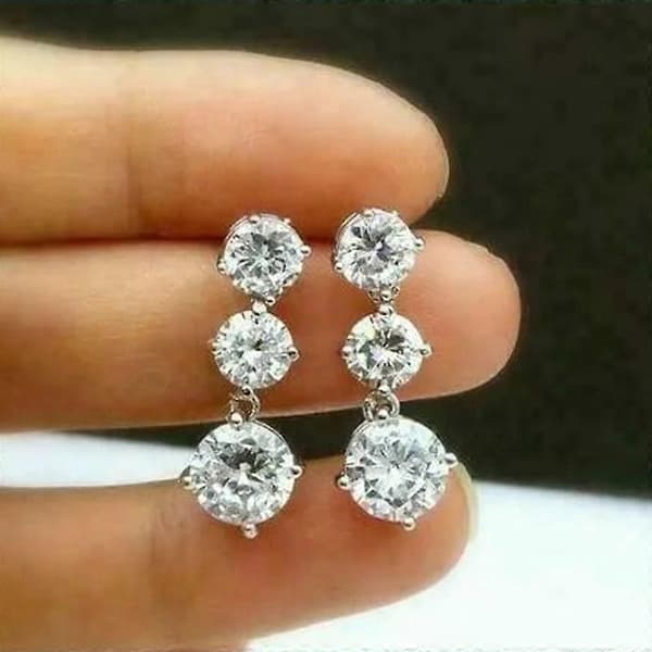 Mote Kvinner 925 Sølvfylte Dråpe Øredobber Cubic Zircon Bryllupssmykker Gave, 1 par