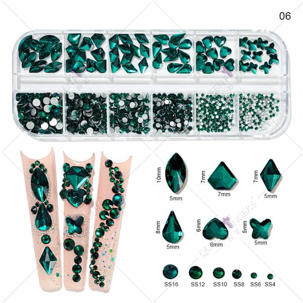 DIY smyckestillbehör 12 fack specialformad nagelkonst diamant specialformad diamant