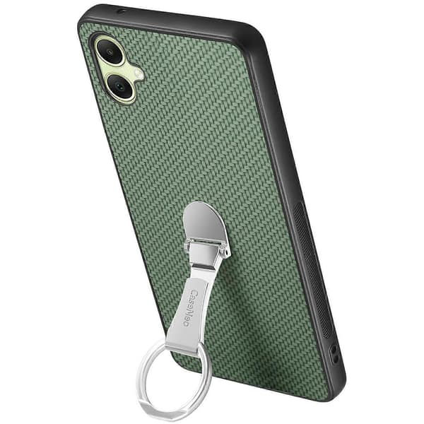 CASENEO C1-19 för Samsung Galaxy A06 Mobilskal Vikbart Ställ Läder Baksida Kolfibertextur (Grön)