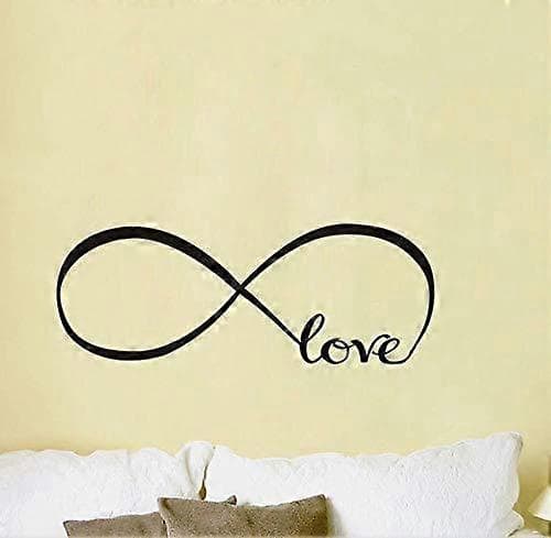 Väggdekaler Sovrumsinredning Infinity Symbol Ord Kärlek Vinyl Konstdekal svart 20x60cm
