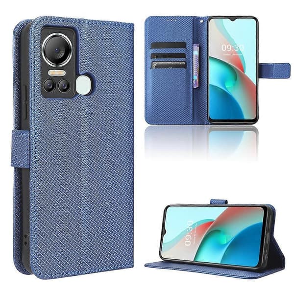 Læder telefoncover med diamanttekstur til Itel S18 S663L (Blå)