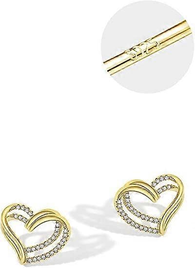 Hjerte Øredobber for Kvinner - Kjærlighetshjerte Øredobber i Gull for Jenter - Cubic Zirconia Hjerte Ørestikker