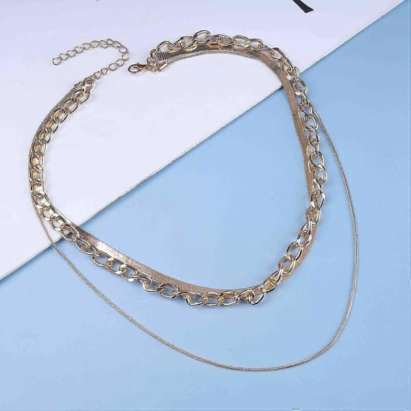 Boho Lagdelt Slangekæde Halskæde Guld Tyk Cuba Kæde Halskæde Mode Sildeben Choker Halskæde