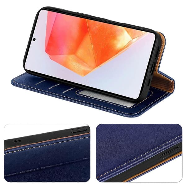 Plånboksfodral för Samsung Galaxy S25 FE med RFID-blockering, skyddande läderfodral med stark magnetisk stängning