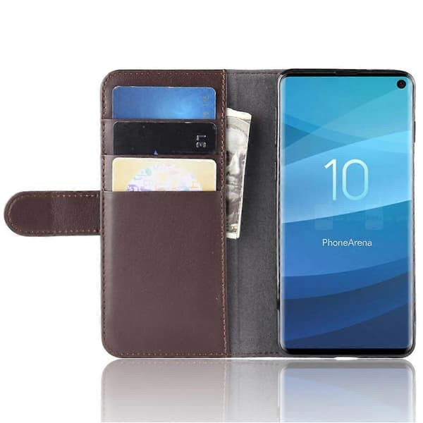 Äkta Läder Plånboksfodral för Samsung Galaxy S10 Mobiltelefon Skyddsfodral med Hållare